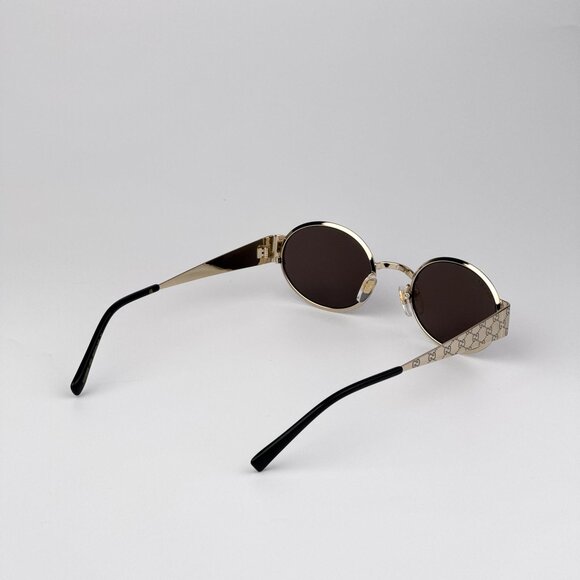 Gucci Sunglasses – Gold Metal Round Frame with Brown Lenses (GG1854S 005) - Picture 4 of 13